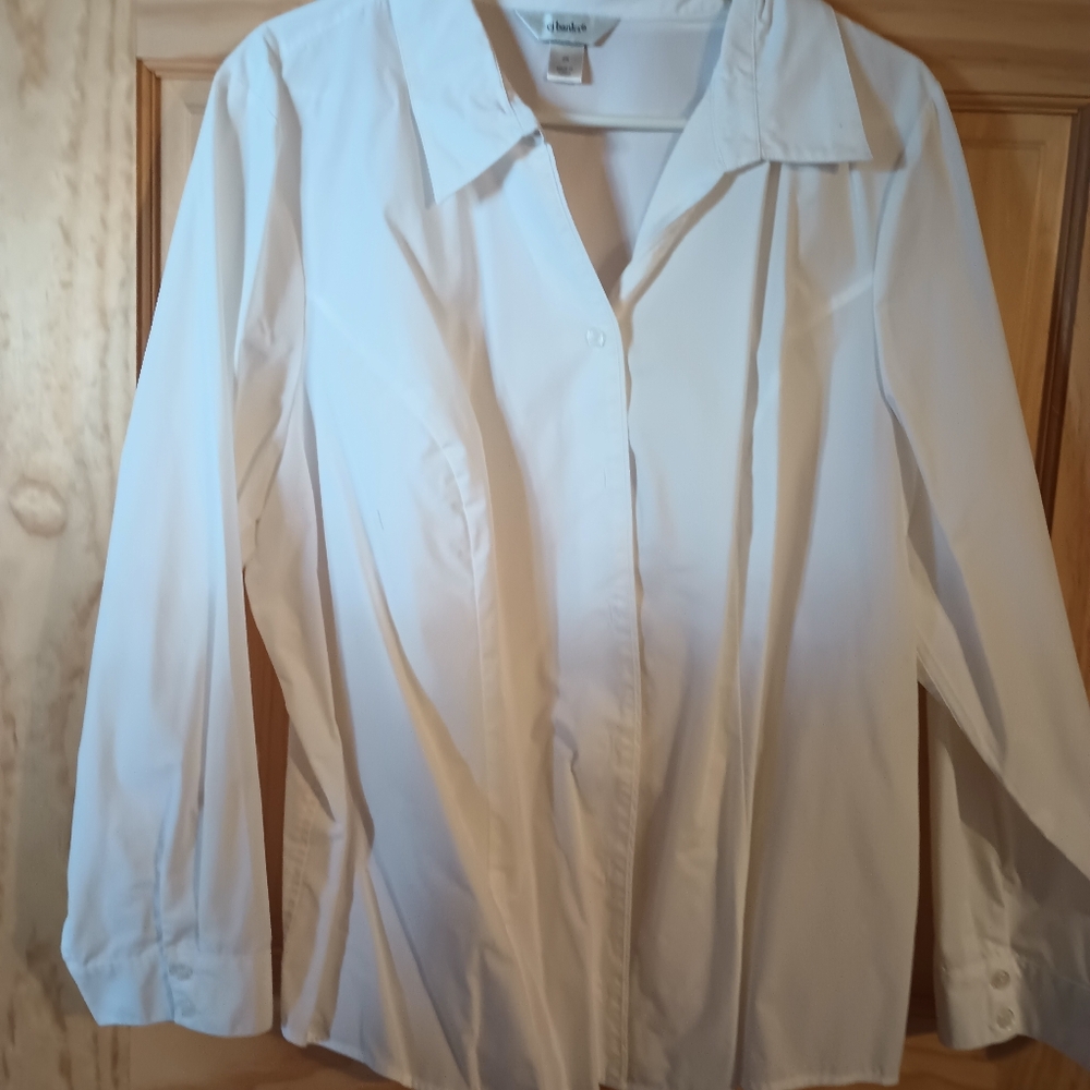 CJ Banks Classic White Button-Up Blouse